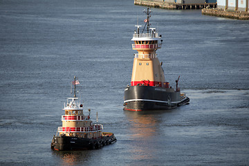Image showing Tugboats in East River