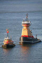 Image showing Two tugboats in East River