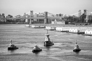 Image showing Four tugboats in New York City