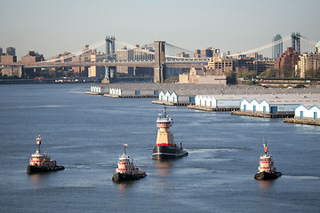 Image showing Four tugboats in New York City