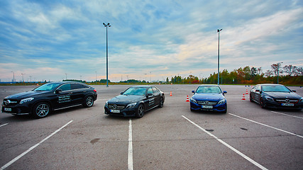 Image showing Lviv, Ukraine - OCTOBER 15, 2015: Mercedes Benz star experience. The interesting series of test drives