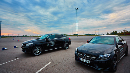 Image showing Lviv, Ukraine - OCTOBER 15, 2015: Mercedes Benz star experience. The interesting series of test drives