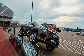 Image showing Lviv, Ukraine - OCTOBER 15, 2015: Mercedes Benz star experience. The interesting series of test drives