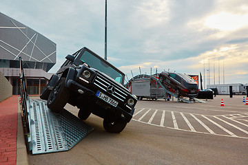 Image showing Lviv, Ukraine - OCTOBER 15, 2015: Mercedes Benz star experience. The interesting series of test drives