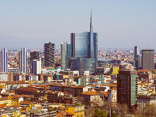 Image showing Retro look Milan aerial view