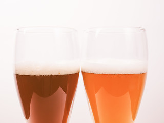 Image showing Retro looking Two glasses of German beer