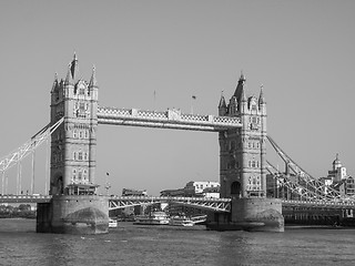 Image showing Black and white Tower Bridge in London