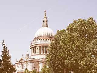 Image showing Retro looking St Paul Cathedral in London