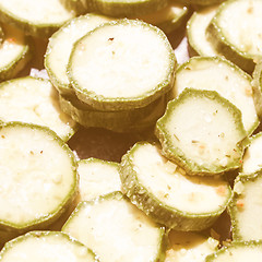 Image showing Retro looking Courgettes zucchini