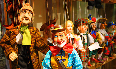 Image showing Traditional puppets - clown and old man