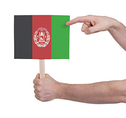 Image showing Hand holding small card - Flag of Afghanistan