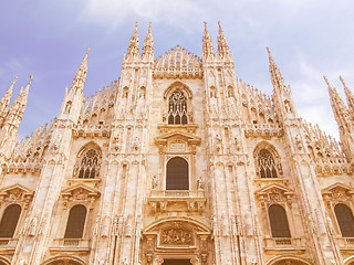 Image showing Retro looking Milan cathedral