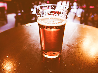 Image showing Retro looking Pint of beer