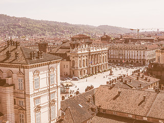 Image showing Retro looking Piazza Castello Turin