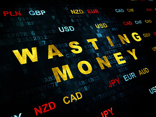 Image showing Money concept: Wasting Money on Digital background