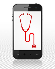Image showing Healthcare concept: Smartphone with Stethoscope on display