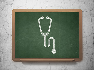 Image showing Health concept: Stethoscope on chalkboard background