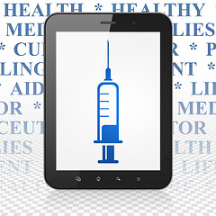 Image showing Medicine concept: Tablet Computer with Syringe on display