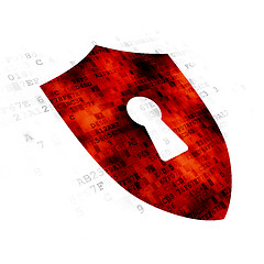 Image showing Privacy concept: Shield With Keyhole on Digital background