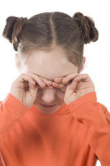 Image showing Young girl covering her face