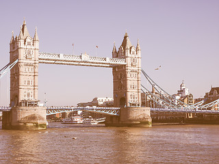 Image showing Retro looking Tower Bridge in London