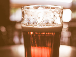 Image showing Retro looking Pint of beer