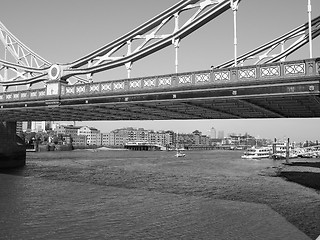 Image showing Black and white Tower Bridge in London