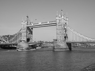 Image showing Black and white Tower Bridge in London