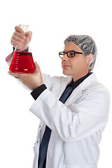 Image showing Chemistry - Scientist with erlenmeyer flask