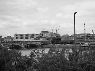 Image showing Black and white Blackfriars bridge in London