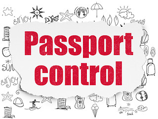 Image showing Vacation concept: Passport Control on Torn Paper background