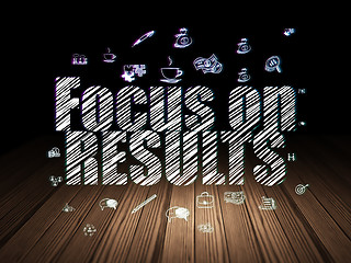 Image showing Finance concept: Focus on RESULTS in grunge dark room