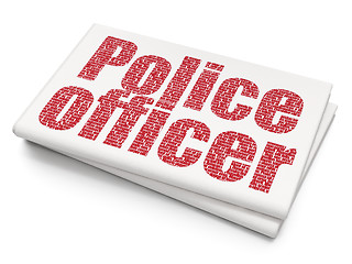 Image showing Law concept: Police Officer on Blank Newspaper background