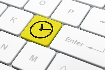 Image showing Time concept: Clock on computer keyboard background