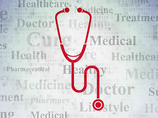 Image showing Healthcare concept: Stethoscope on Digital Paper background