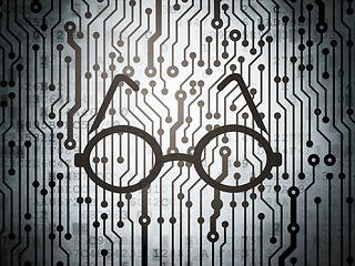 Image showing Learning concept: circuit board with Glasses