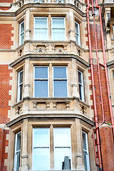 Image showing in europe london old red brick wall    historical window