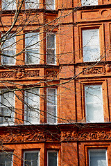 Image showing in europe london old red brick wall and      historical window