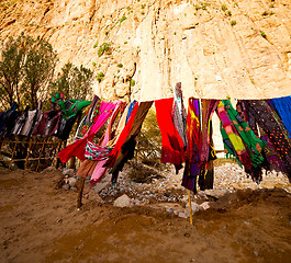 Image showing  in todra gorge morocco africa and scarf shop