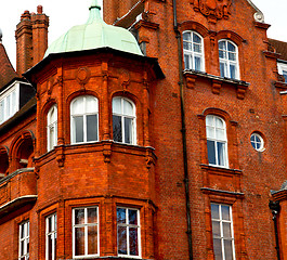 Image showing window in europe london old red brick wall and      historical 