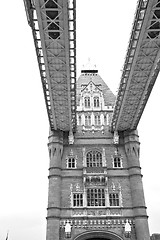 Image showing london tower in england old bridge and the cloudy sky