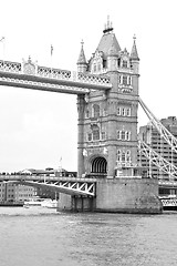 Image showing london tower in england old bridge and the cloudy sky