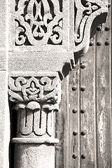 Image showing morocco old door and historical nail wood