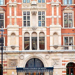 Image showing window in europe london old red brick wall and      historical 