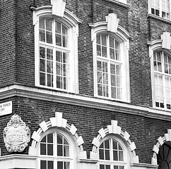 Image showing window in europe london old red brick wall and      historical 