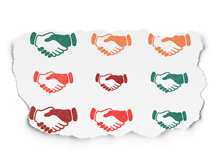 Image showing Politics concept: Handshake icons on Torn Paper background