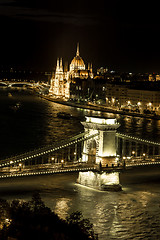 Image showing Panorama of Budapest, Hungary, with the Chain Bridge and the Par