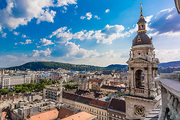 Image showing Aerial view at Budapest from the top of St Stephen Basilica