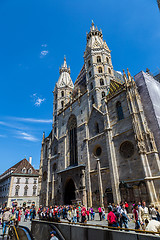 Image showing Beautiful view of St. Stephen\'s Cathedral at evening, Vienna, Au