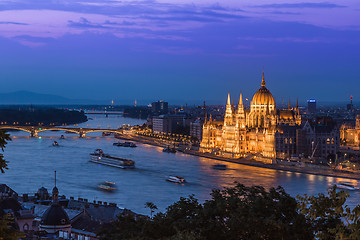 Image showing Panorama of Budapest, Hungary, with the Chain Bridge and the Par